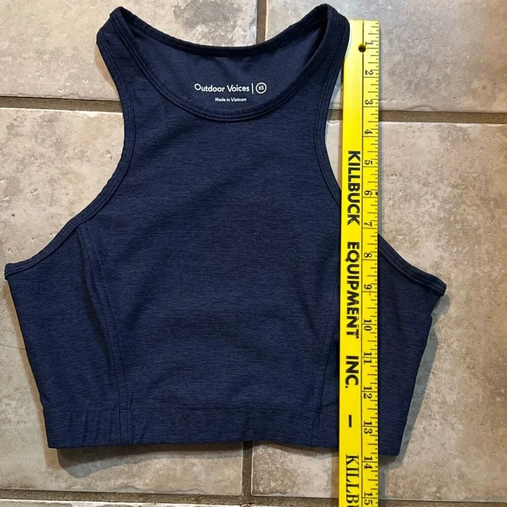 Outdoor voices Athena crop top sports bra size XS women’s navy blue gym athletic